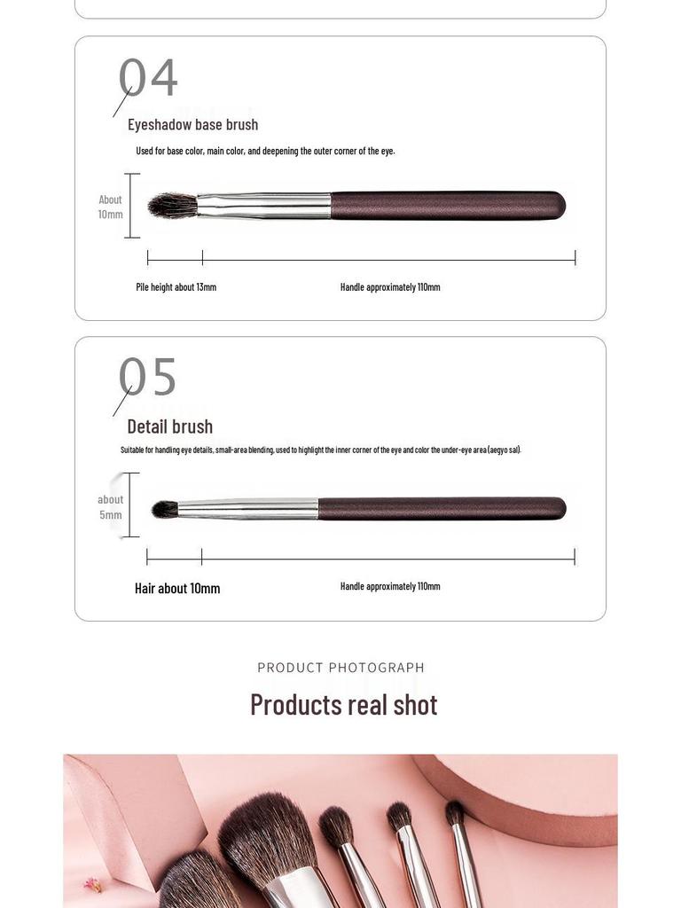 Portable Mini Animal Hair Makeup Brush Set - Soft Brushes for Eyeshadow, Powder, and Blush - Perfect for Beginners