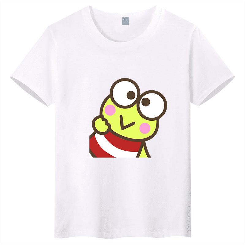 2026 Keroppi Graffiti Style Children's T-shirt Color Casual Parent-child Top Cute Printed Short Sleeved Shirt for Boys and Girls