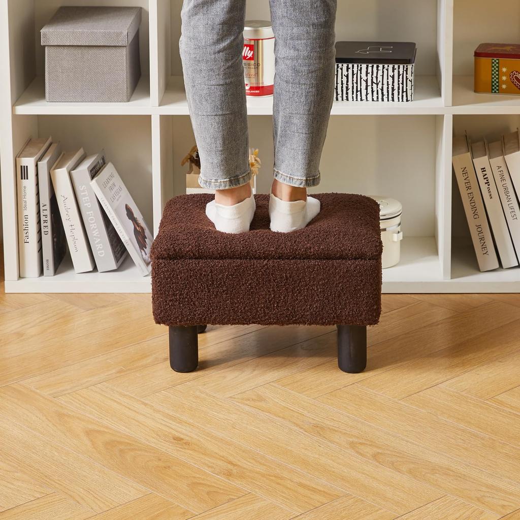 Пуф для хранения Aibiju из массива дерева, с безопасными петлями, подходит для гостиной и ножек кресла/стола Teddy, бархатный, пуф с высокой упругостью,