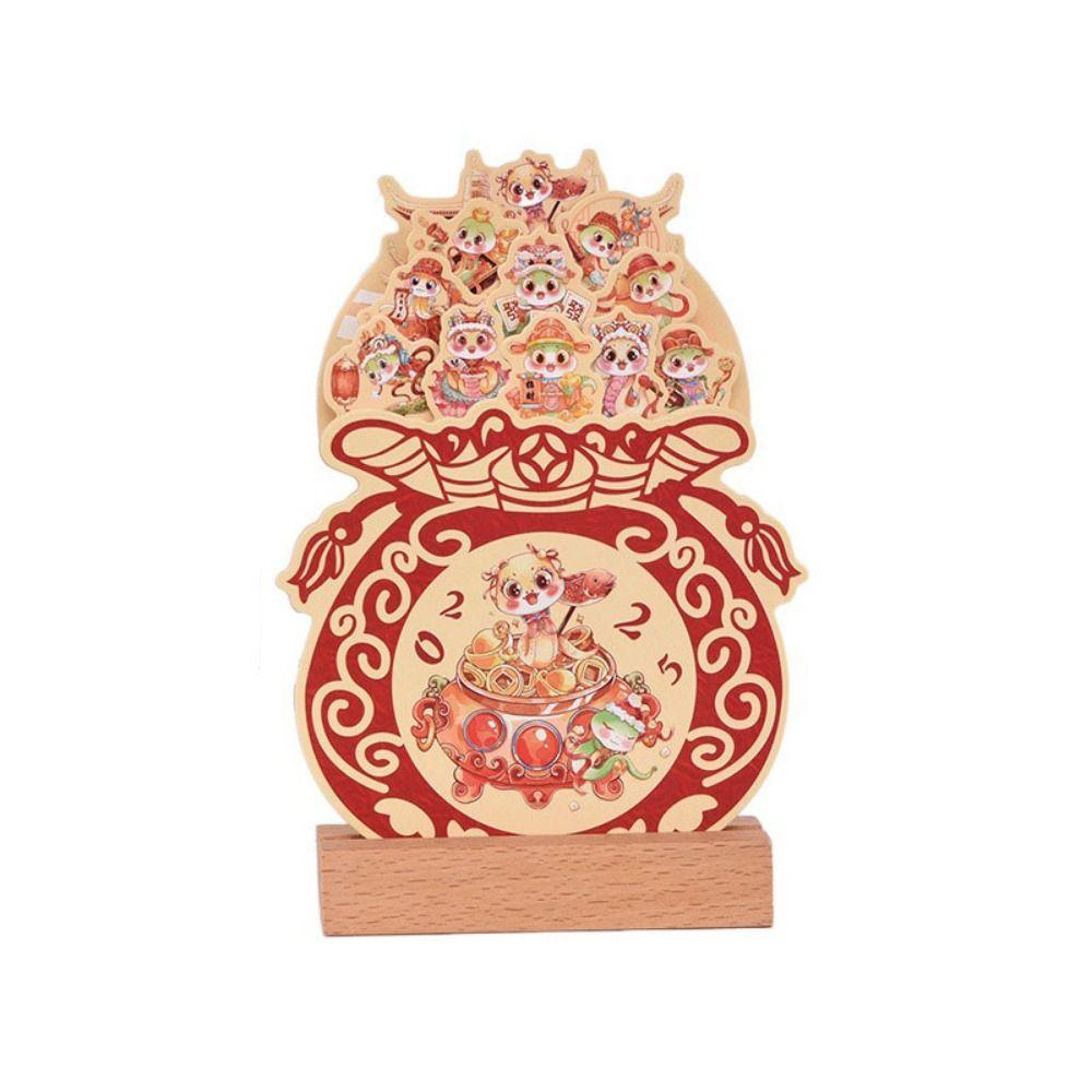 С базовым цветочным настольным календарем, бумажным календарем ручной работы, годом Змеи, деревянным календарем 2025, настольным календарем, для офиса