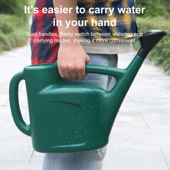 3L Watering Can with Long Spout Outdoor Indoor Watering Can with Detachable Shower Head Dual Handle Watering Can for Houseplant Garden Watering