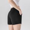 Women's Spring & Summer Pure Black Casual Sports Shorts, Quick - Dry Mid - Waist Drawstring Shorts for Fitness, Quarter Length Yoga Shorts