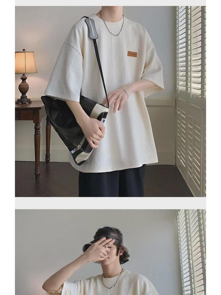 Футболка мужская с коротким рукавом из абрикосового фактурного переплетения - Niche Design, High Street Fashion