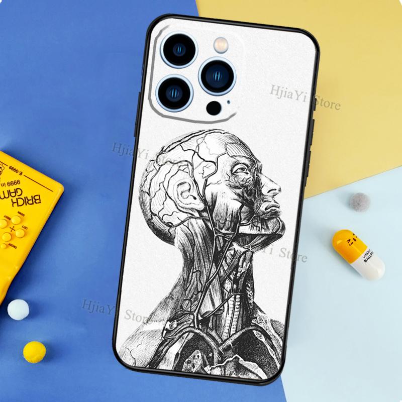Чехол с анатомией человека для iPhone 13 Pro Max 12 Mini 11 14 15 16 XS MAX XR Plus Силиконовый чехол для телефона