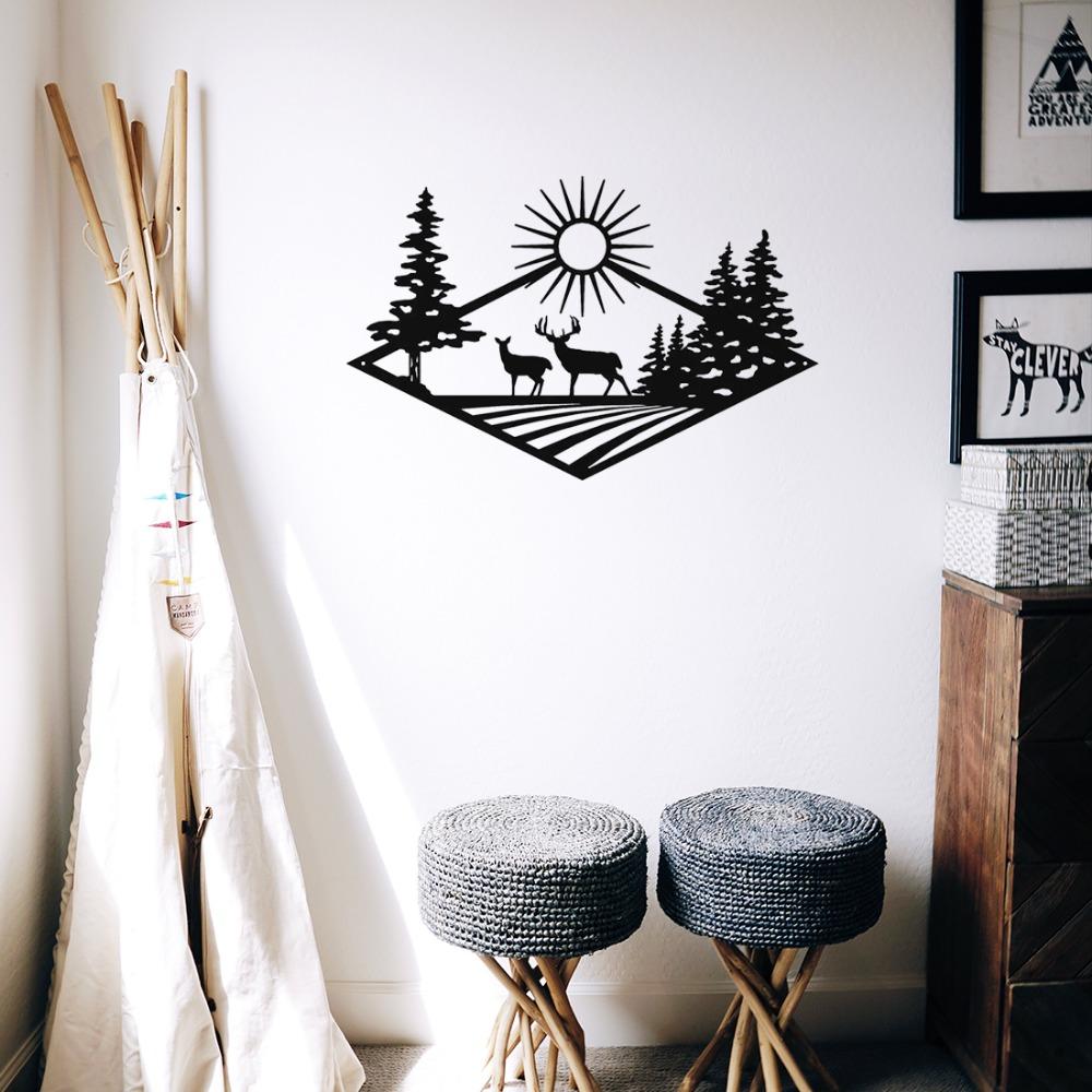 Утренний подъем охота на оленей металлический настенный художественный знак идеально подходит для декора дома или коттеджа, деревенский и стильный металлический знак с изображением охоты