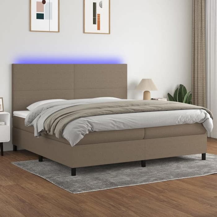 Maison Exclusive - Основание кровати с ламелями и матрас и LED Мокко 200x200см Ткань