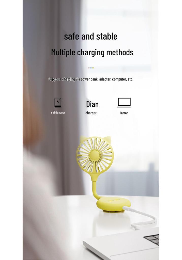 WangT6 Portable USB Mini Folding Fan with Suction Cup for Home and Outdoor Use