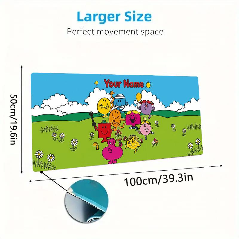 Mr1 Custom Name Large Size Mouse Pad Large Gaming Table Cushion Non-slip Laptop Tablet Big Mousepad XXL Mat Mini PC Playmat With Lock edge