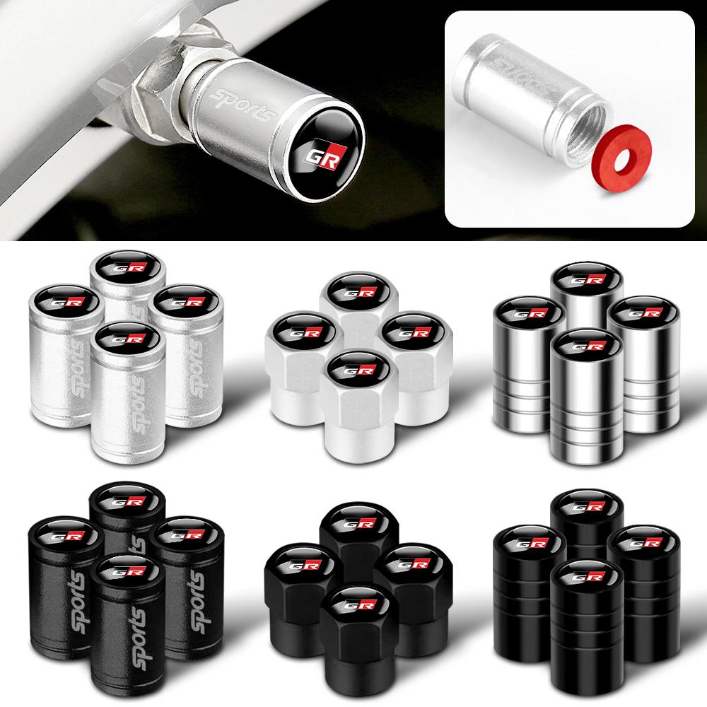 4pcs Car Wheel Tire Valve Caps Tyre Air Valve Dust Cover for Toyota GR Avensis Rav4 Land Cruiser Auris Yaris Levin Reiz Crown JF7