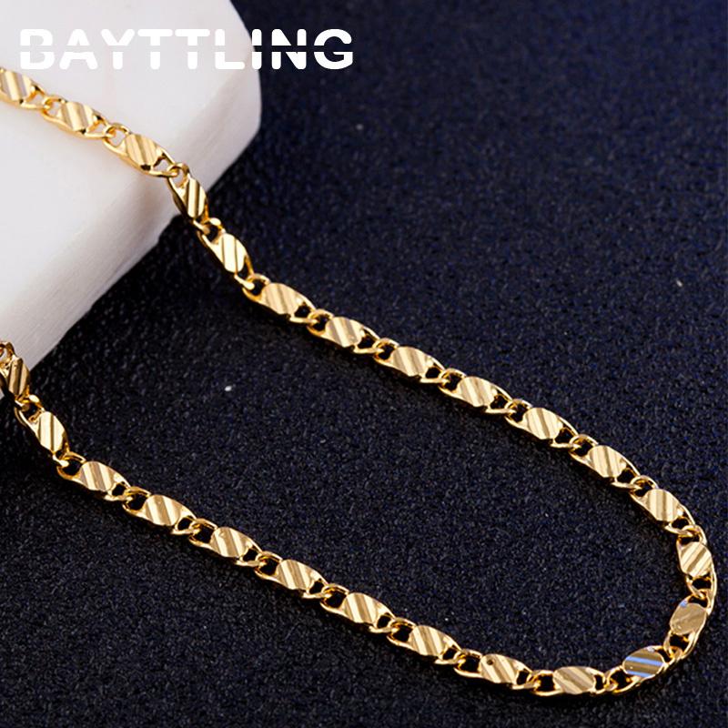 Серебро 925 пробы, 2 мм, 16-30 дюймов, Золотая боковая цепочка, ожерелье для женщин и мужчин, модные ювелирные изделия, очаровательное ожерелье, подарок