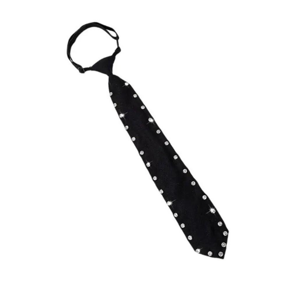 Glitter Business Adjustable Neck Tie Black Pre Tied Neck Tie Uniform Shirt