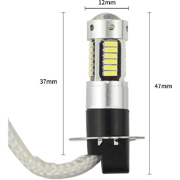 2PCS H3 LED Fog Driving Light Bulbs Kit Super Bright DRL 8000K White Car Fog Light Lamp