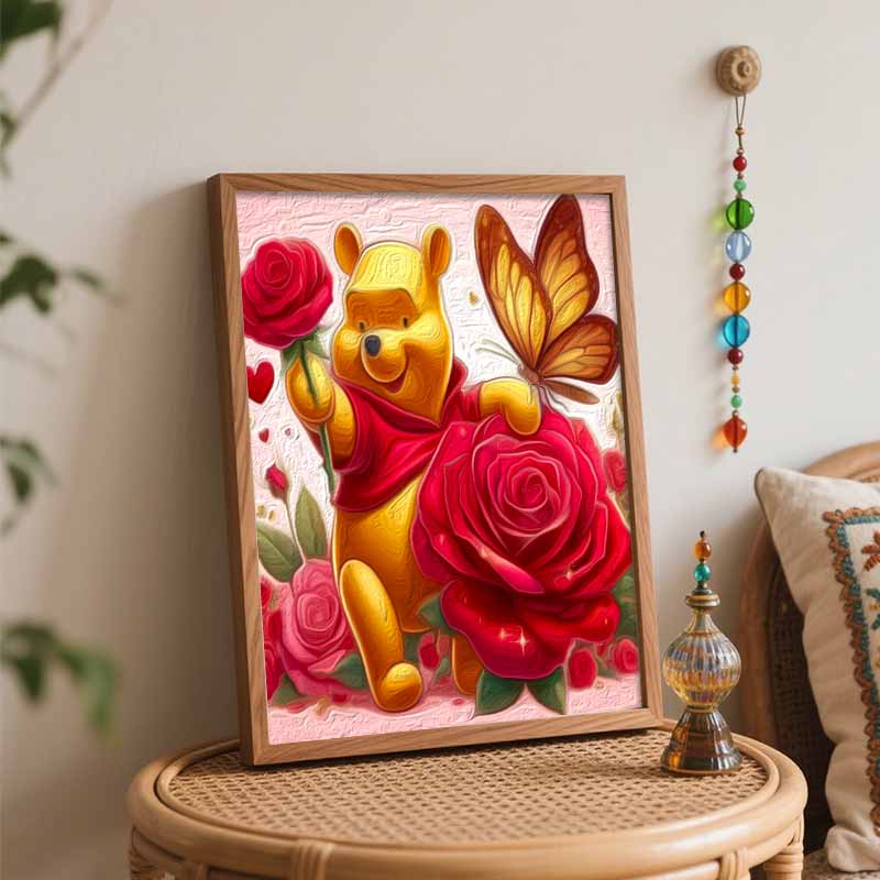 Disney Winnie Rose Butterfly Oil Paint Hand Painting Kit Decoration Classic Style Home Decor Romantic Painting Canvas Wall Art Supplies