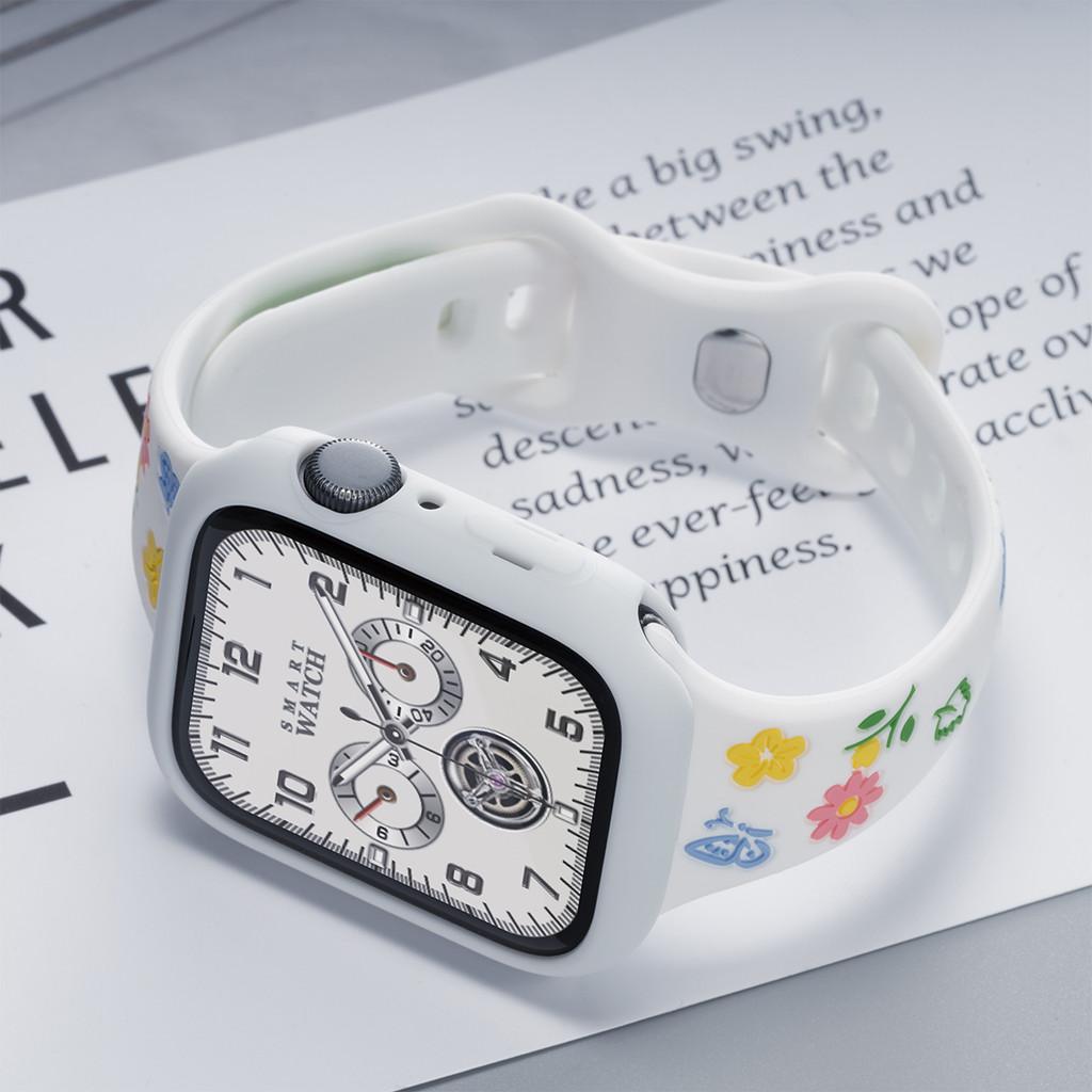 Милый цветочный силиконовый ремешок-чехол Для Apple Watch Ultra 49 мм S10 S11 42 мм 46 мм 38 40 41 44 45 ммДля iwatch SE 2 3 4 5 6 7 8 9