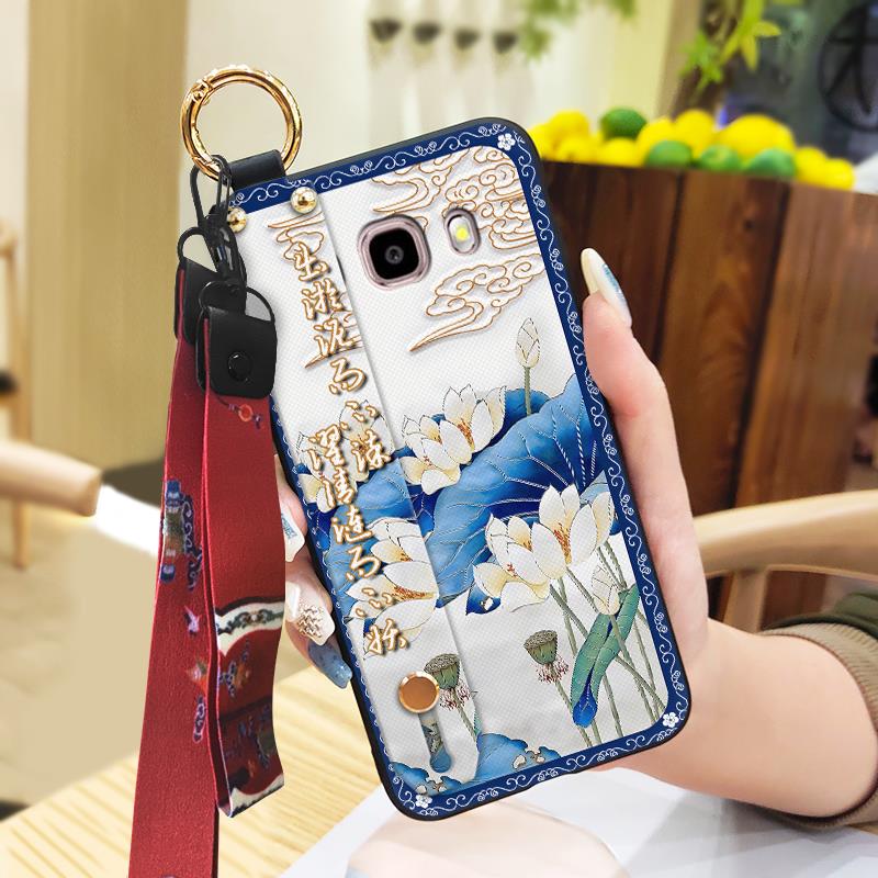 For Mom Kickstand Phone Case For Samsung Galaxy J510/J5 2016/J5108 Waterproof Dirt-resistant Wrist Strap Lanyard Fashion