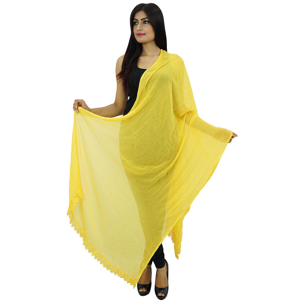 Chiffon Blend Dupatta Long Stole Women Neck Wrap Indian Scarves Chunni Beach