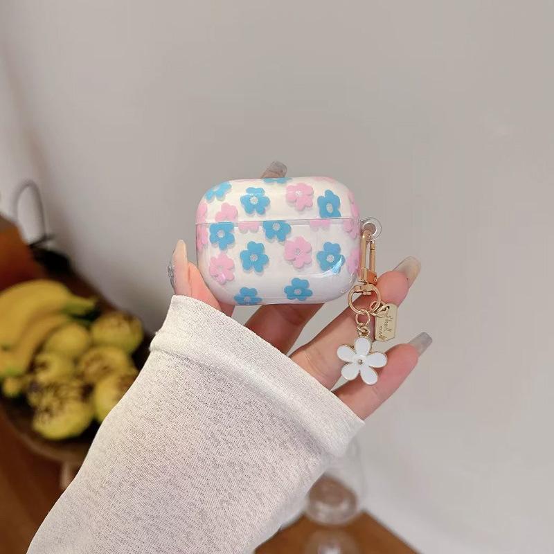 Blue, pink flower design earphone case protective cover is suitable for AirPods pro1 generation earphone case protective case