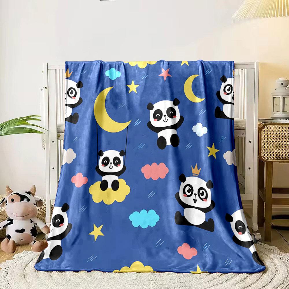 Cute Pandas on Starry Night print blanket soft and cozy perfect for the living room bed sofa or a nap,gift