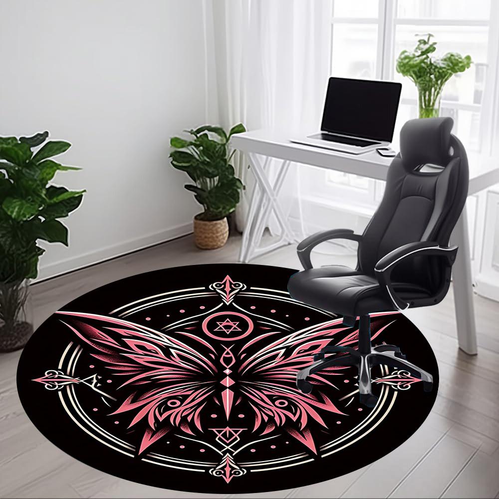 1pc Butterfly Mandala Office Round Area Rug, Under Office Chairs Bedroom Living Room Home Decor, Room Deco, Available in Various Sizes