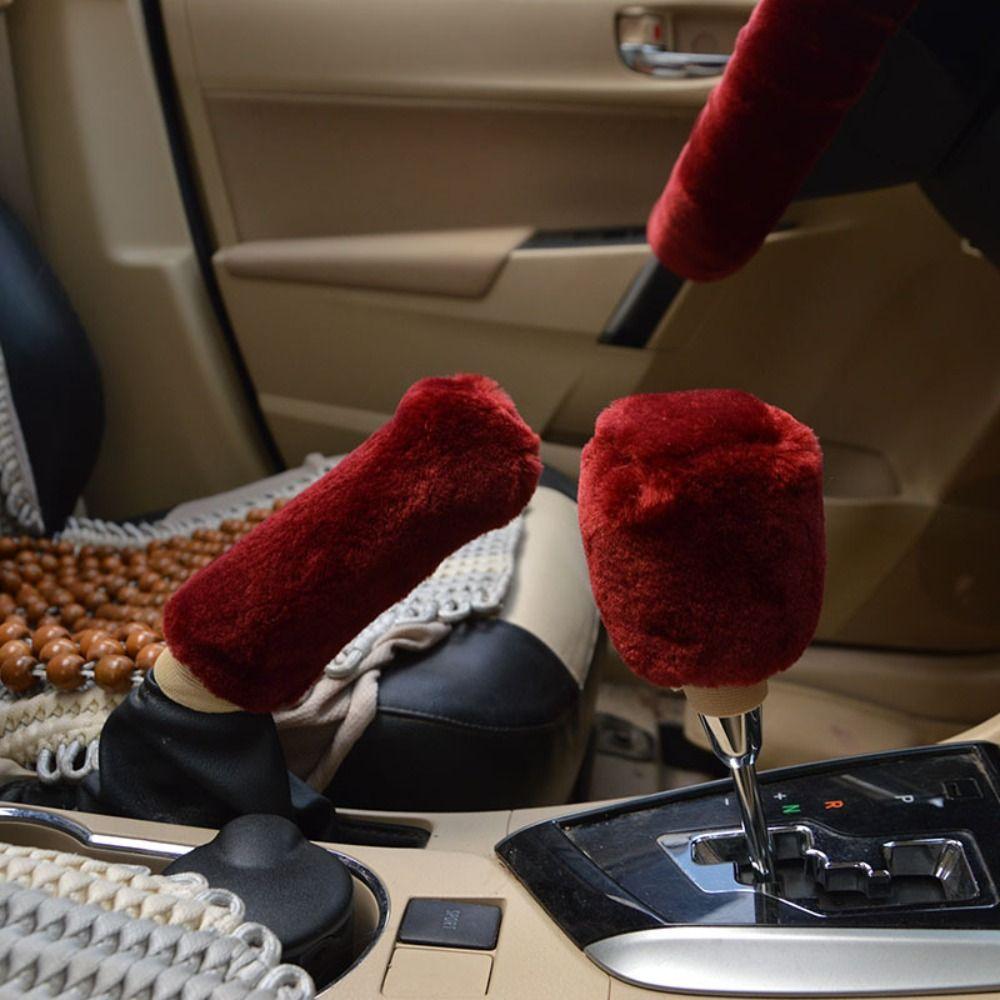 1 Pair of Soft Plush Handbrake Cover Set Warm Handbrake Grip Covers Automatic Transmission