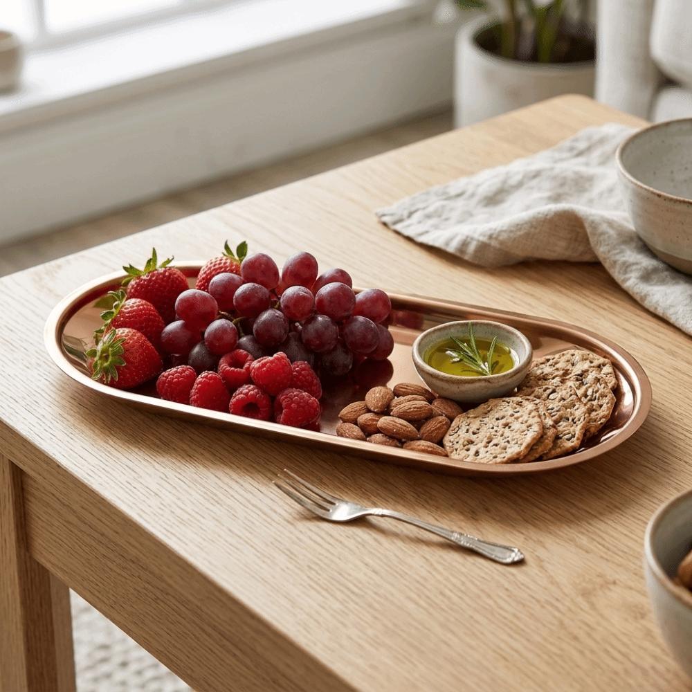Rustless steel Towel Tray Oval Outline Storage Tray Decorative Look Display Dish Fruit Nut Storage
