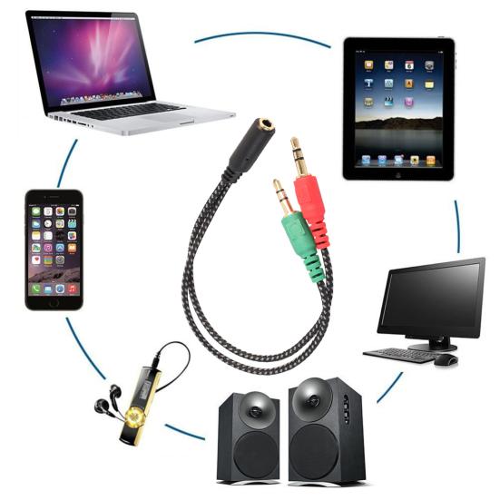 3,5 мм 2 штекера-папы 1 гнездо-мама Адаптер-разветвитель для аудиомикрофона и гарнитуры