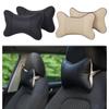 1pcs Car Neck Pillows Both Side Pu Leather  Pack Headrest For Head Pain Relief Filled Fiber Universal Car