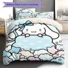 Постельное белье Sanrio с розовым узором, Комплект с одеялом, Пододеяльник, Наволочка, Домашний подарок на день рождения(1 пододеяльник + 2 наволочки, без наполнителя)