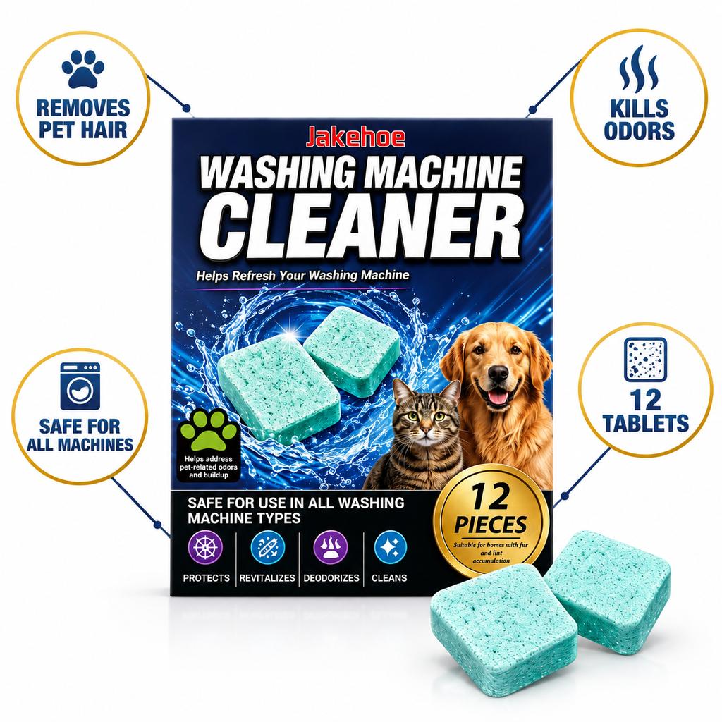 Washing Machine Cleaner Tablets Deep Cleaning Descaler Removes Pet Hair Odor Fur Scum Safe for Dog Cat Clothing All Washer Types