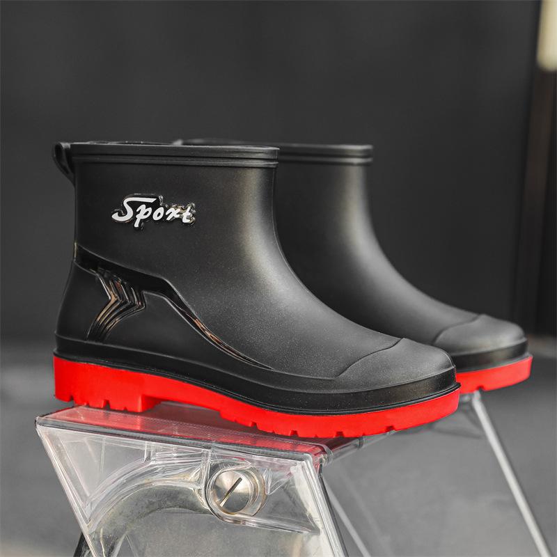 Men's Rain Shoes Short Non-slip Closed Rain Boots Velvet Water Boots Kitchen Work Water Shoes Short Rubber Shoes