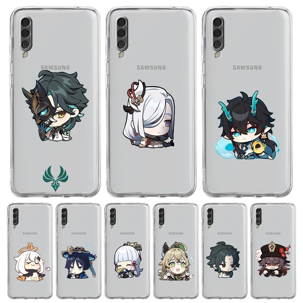 Phone Case For Samsung A14 5G A12 A22 A32 A34 A42 A52 A54 A50 A70 A72 A40 A20E A10S A20S A02S A04S Kawaii Cartoon Genshin Impact