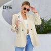 Women Fall Spring Suit Coat Formal Business Style Button Closure Cardigan Solid Color Plus Size Loose Lapel Long Sleeve Pockets OL Commute Jacket