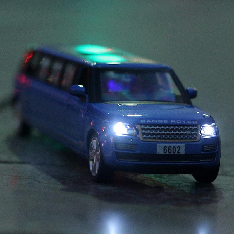 Масштаб 1/32 Land Range Rover, удлиненная литая под давлением модель автомобиля, игрушечный автомобиль со звуком и светом для детей, коллекция подарков для мальчиков и девочек