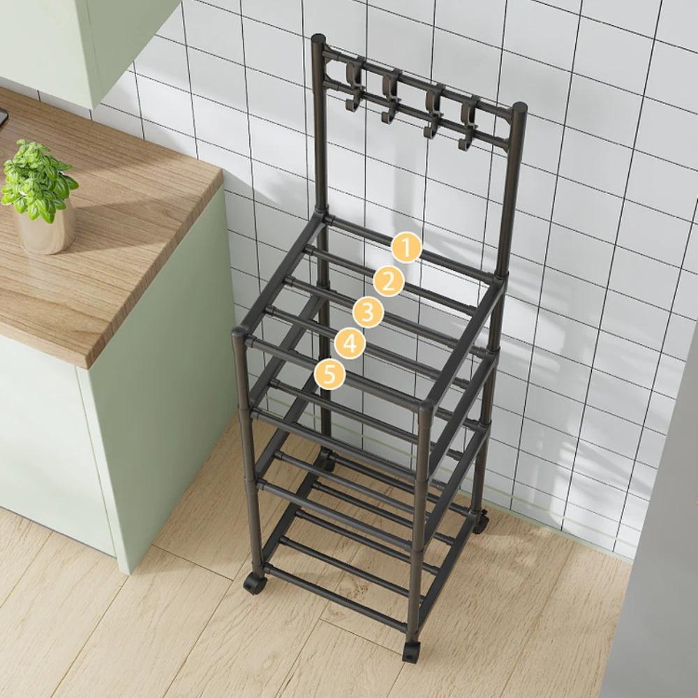 Kitchen Storage Rack Microwave Oven Pot Rack Floor Standing Household Seasoning Storage Rack Multilayer Simple Organizer Kitchen