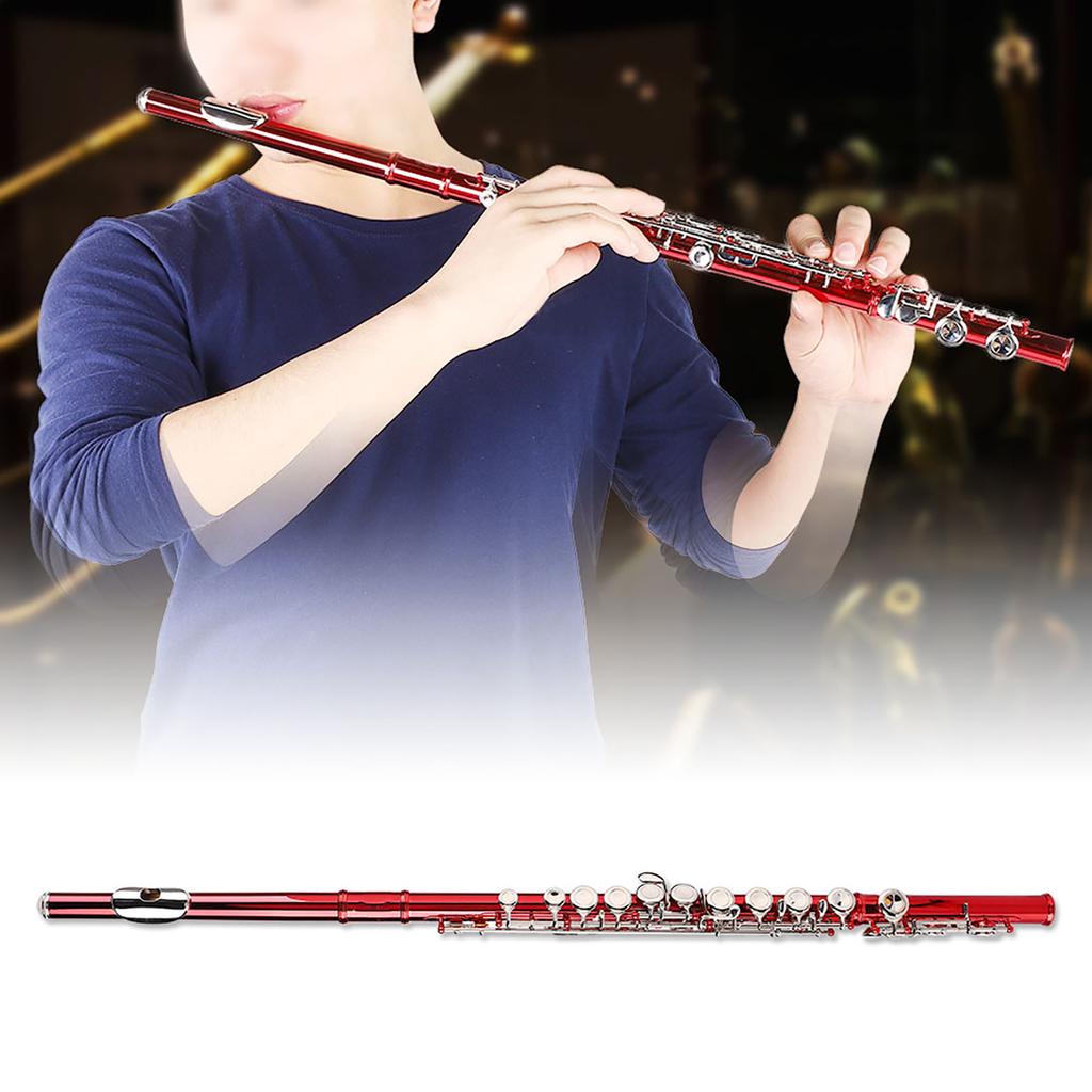 Набор для начинающих флейт из латуни LADE C Key 16 Hole, чехол для хранения, салфетка для чистки, перчатки (красный)
