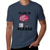 Please Plug In Your Brain Tshirt Utility Work Short Sleeve Top