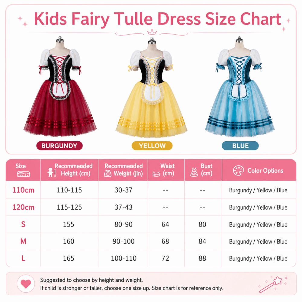 Puff Sleeves Giselle Ballet Tutu Dress Velvet Kids Ballet Skirt Costume Grading