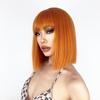 MISS WIG Short Straight Orange Wig With Bangs Synthetic Fiber Wig African American White Female Cosplay/Party/Daily Wig