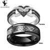 Seulement Love Black Infinity Heart Couple Rings for Women Men Stainless Steel Jewelry for New Listing Gothic Accessories