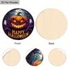 Happy Halloween Wooden Sign with Terrifying Pumpkin Pattern - Unique Figurine Ornaments - Ideal for Front Door, Farm, Porch Decor