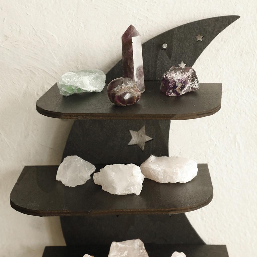 Дисплейная полка Полумесяц Стеллаж Украшения Хрустальная полка Настенное крепление Основные принадлежности Полка для хранения Хрустальная настенная полка Дисплей Стенд Подвесной настенный деревянный