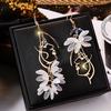 Women Flower Petals Long Tassel Earrings Asymmetric Earrings Ear Jewelry