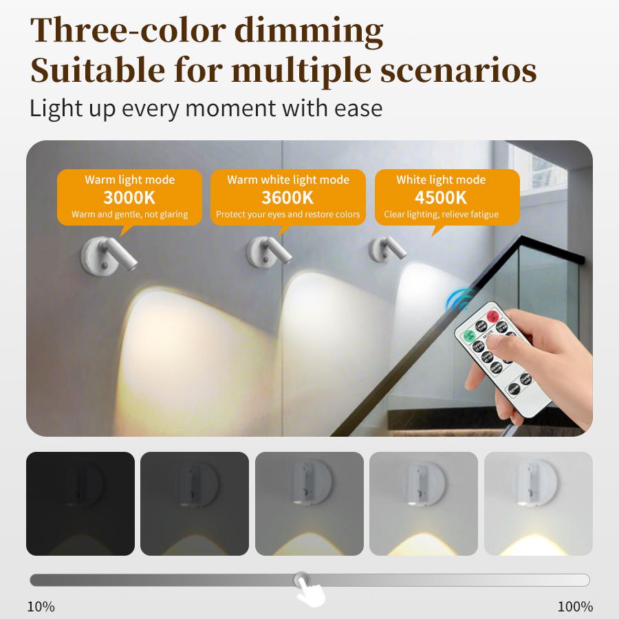 Светодиодный ночник с датчиком движения RGB, перезаряжаемая настенная лампа, магнитный прожектор, сенсорная регулировка яркости, прикроватные лампы для спальни, декор комнаты
