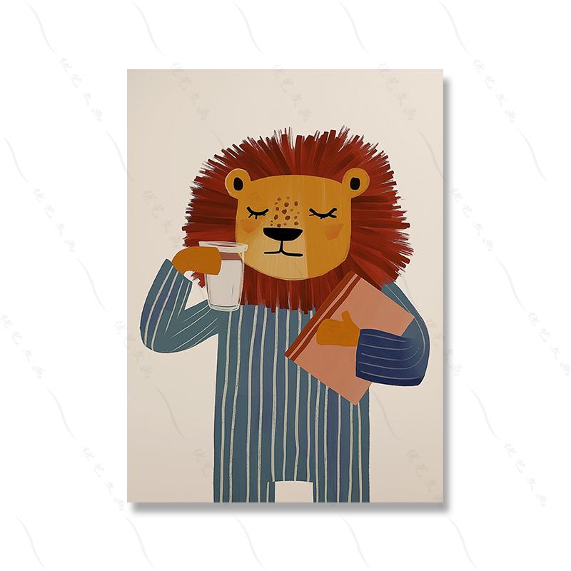 Circus Monkey Wall Art Birthday Party Decor Playful Kids Room Art Nursery Safari Animal Poster Lion Giraffe Dog Prints Pictures