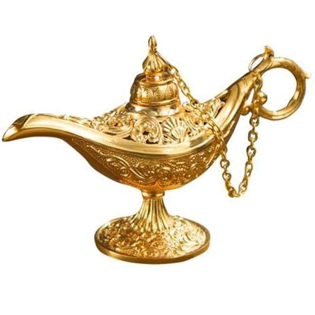Alloy Classic Vintage Collectible Rare Legend Magic Genie Alladin Chirag Lamp for Home Office Table Housewarming Decoration