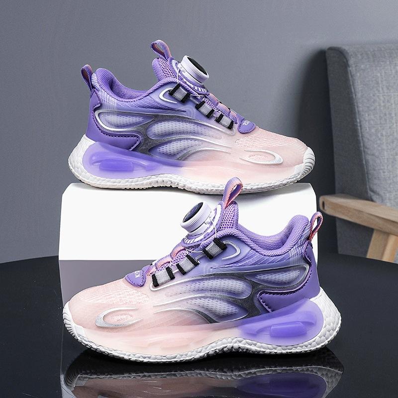Boys' leather-faced athletic shoes, spring collection, breathable mesh design, suitable for older children, basketball shoes, running and training
