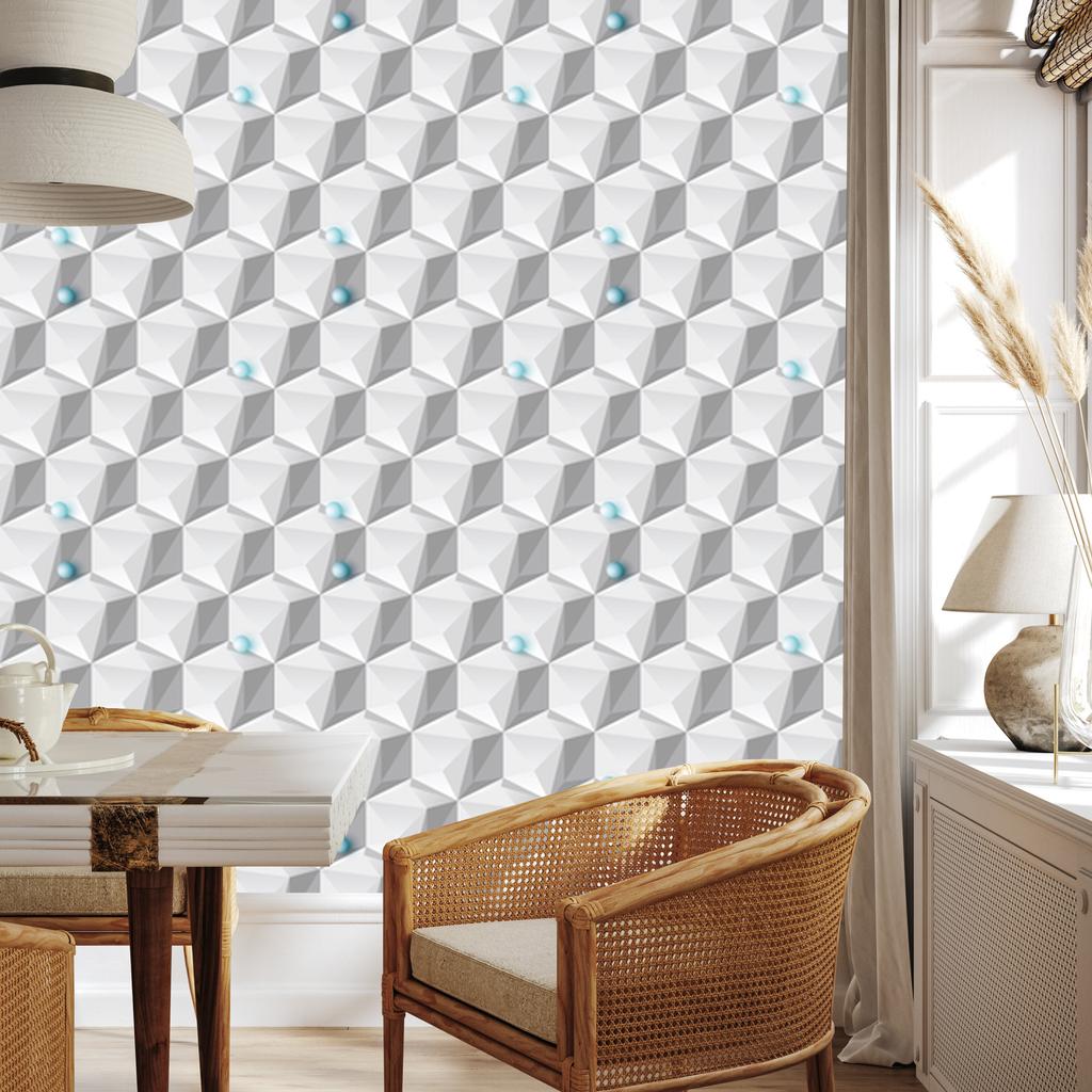 Geometric wallpaper with a 3D effect for the living room and bedroom 50x1000