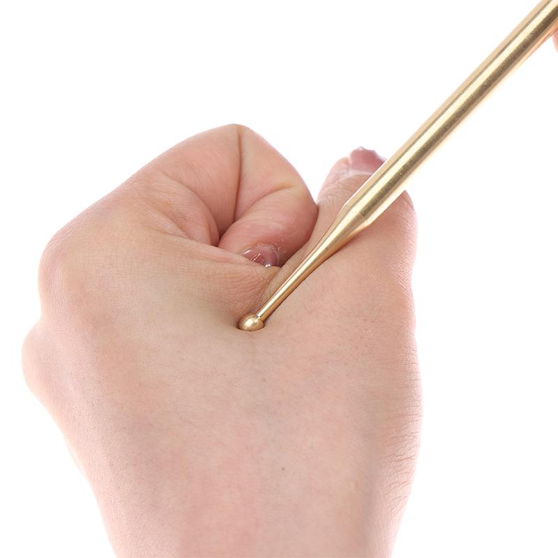 Латунная двухголовая ручка для акупунктуры для лица и тела, массажер для триггерных точек, инструмент для глубокого массажа тканей и меридианов