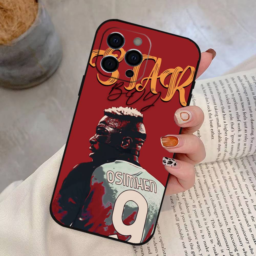 Футбольный V-Victor O-Osimhen Чехол для телефона для iPhone 17,16,15,14,13,12,11 Plus,Pro Max,XS,Мягкий силиконовый черный чехол