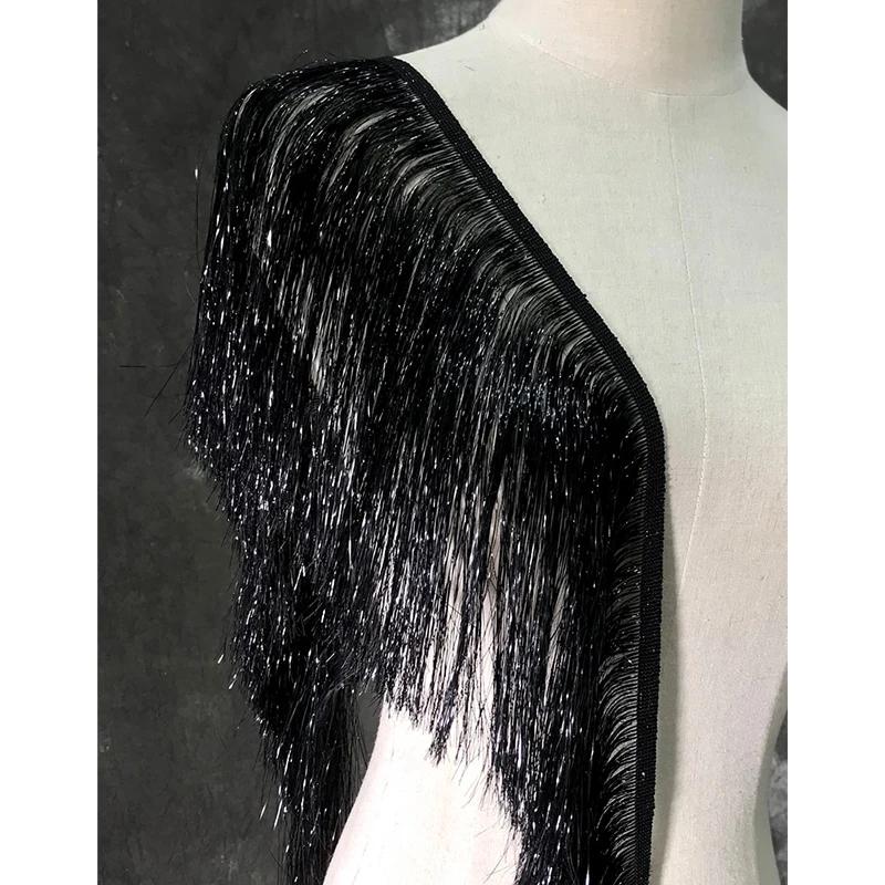 1.1 Yards Laser Shiny Tassel Fringe Trim Lace Ribbon Tassels Christmas Decor Curtains Latin Dance Dresses Skirt Fringes Sewing